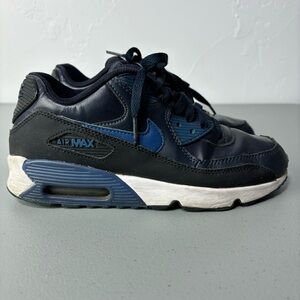 Nike Air Max 90 Leather Sneakers Youth 6.5Y 833412-402 Navy Blue